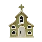 Tealight Holder - Green Church