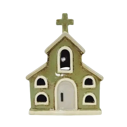 Tealight Holder - Green Church