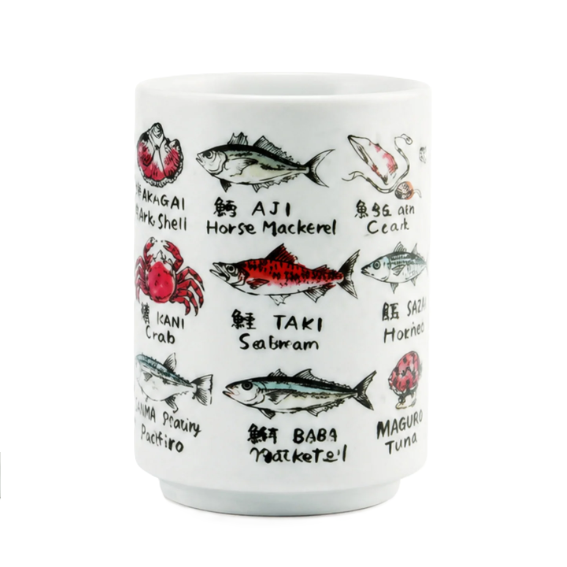 Yamato Sushi Teacup - Fish Pattern