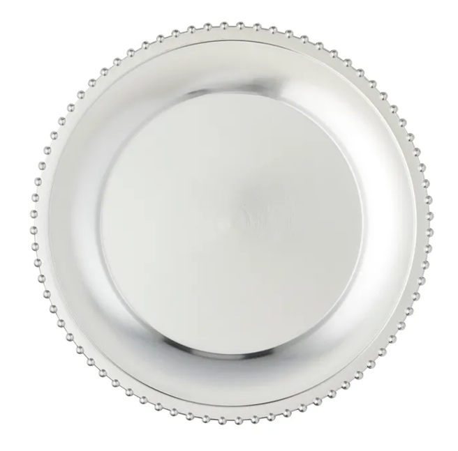 Beaded Border Plate - Silver