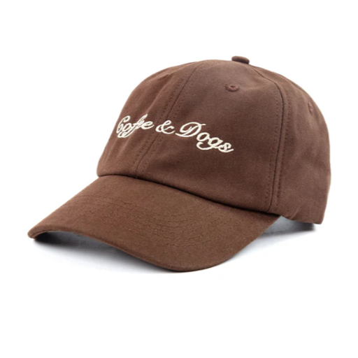 'Coffee & Dogs' Baseball Cap - Brown