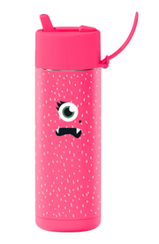 Franksters Ceramic Reusable Bottle with Flip Straw Lid 475mL - Neon Pink Piper