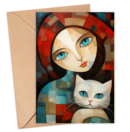 Little Girl with Pablo's Kitten Card