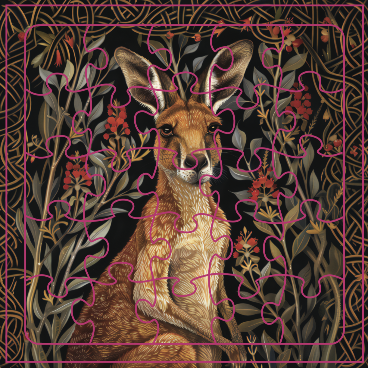 Puzzle Card - Kangaroo In Bottlebrush