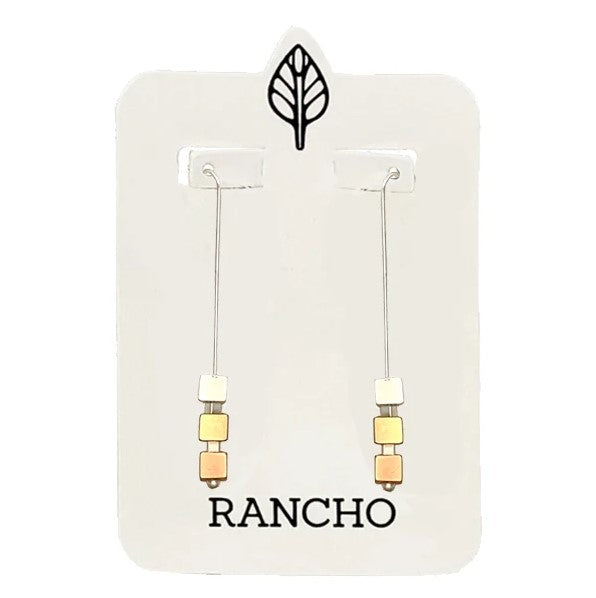 3 Mixed Cube Long Straight Hook Earrings