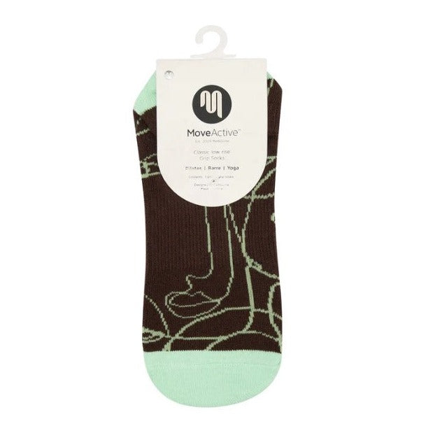 Classic Low Rise Grip Socks - Mocha Abstract