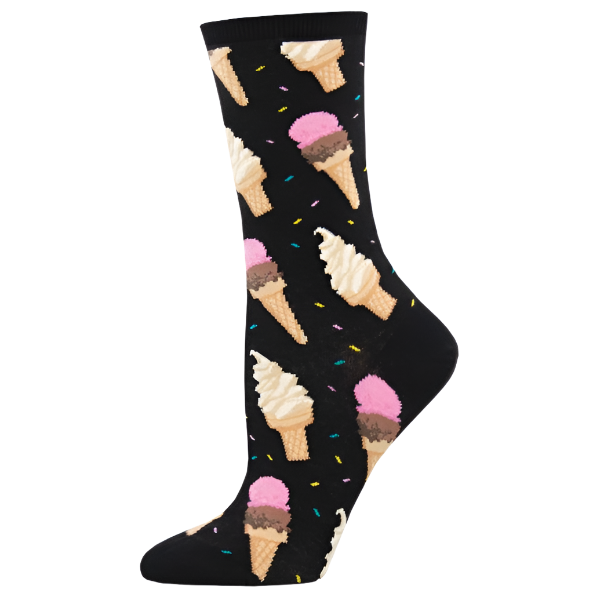 Ladies Socks -  I Scream Black