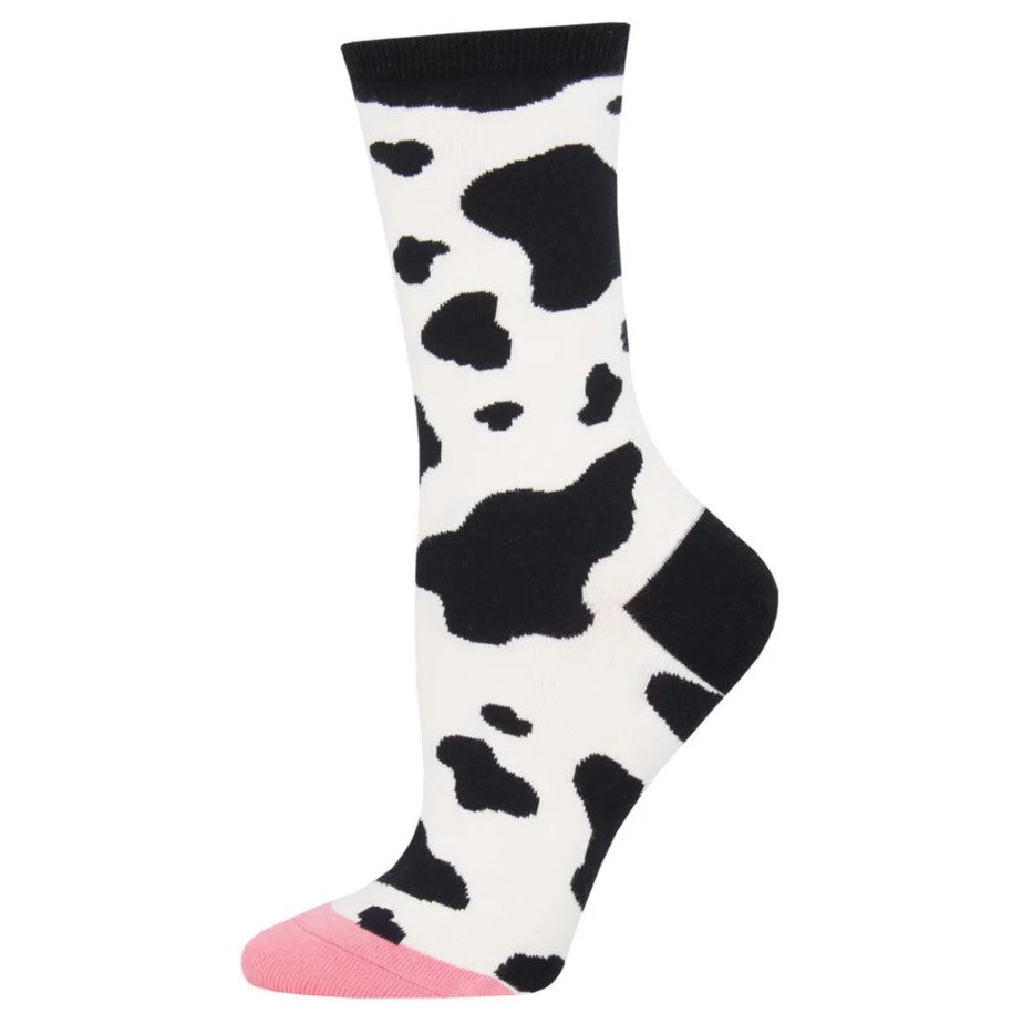 Ladies Socks - Moooo White