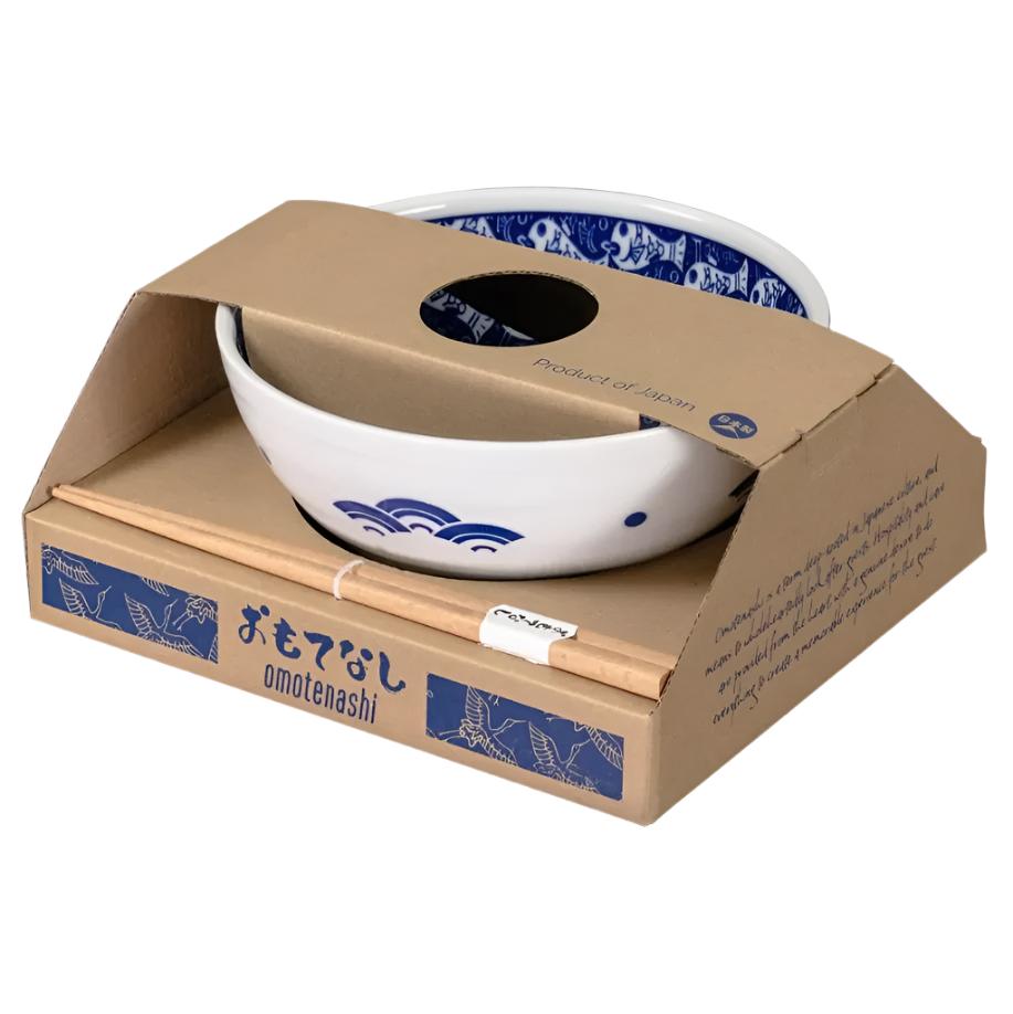 Medetai Bowl with Chopsticks - Blue