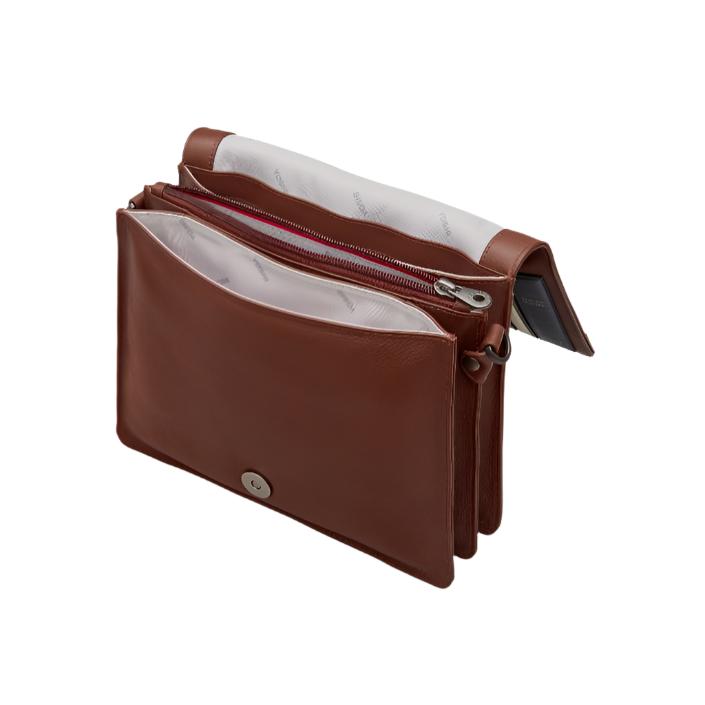 Leather Flap Over Bag - Bookworm Brown