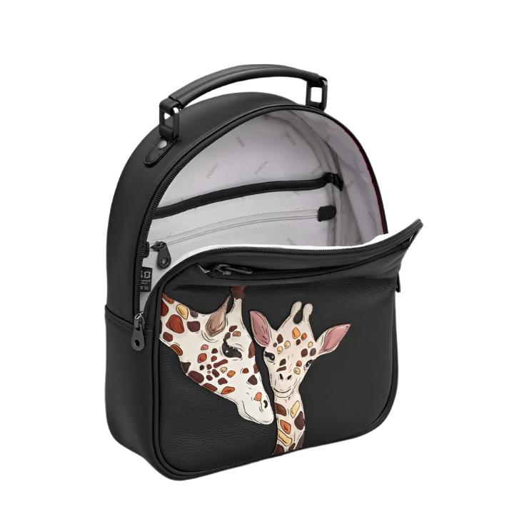 Leather Backpack - Mother's Pride Giraffe Black