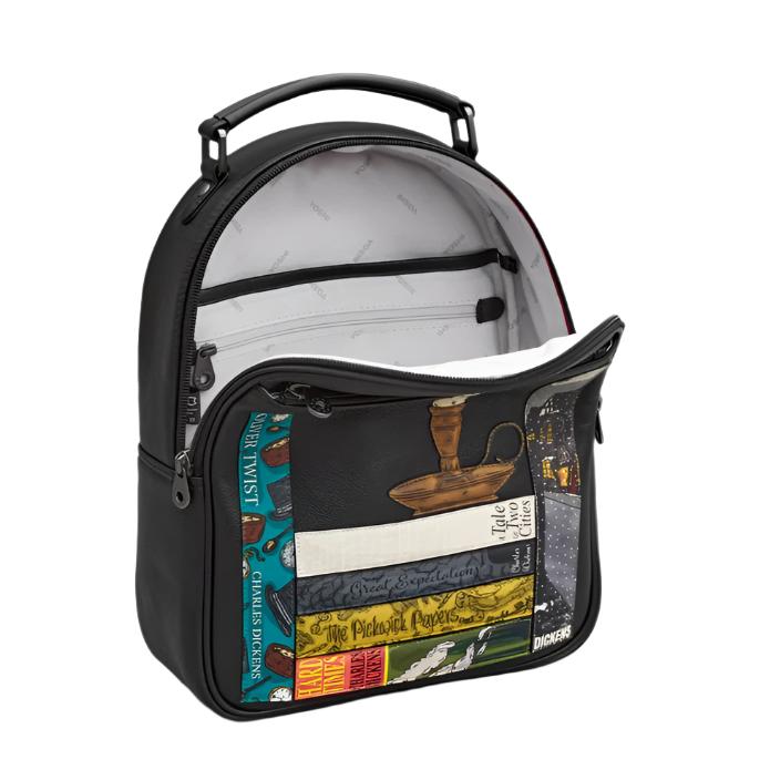 Leather Backpack - Bookworm Dickens, Black
