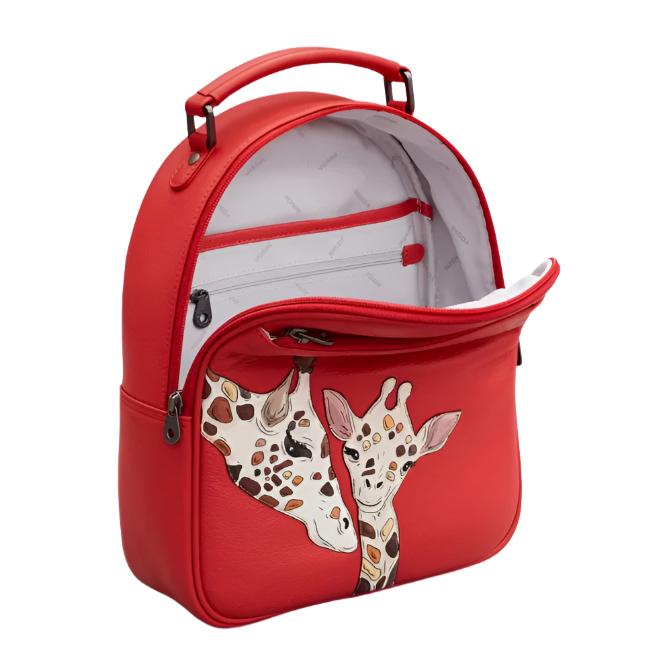 Leather Backpack - Mother's Pride Giraffe Red