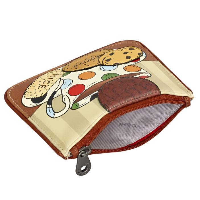 Zip Top Leather Purse - Tea & Biscuits