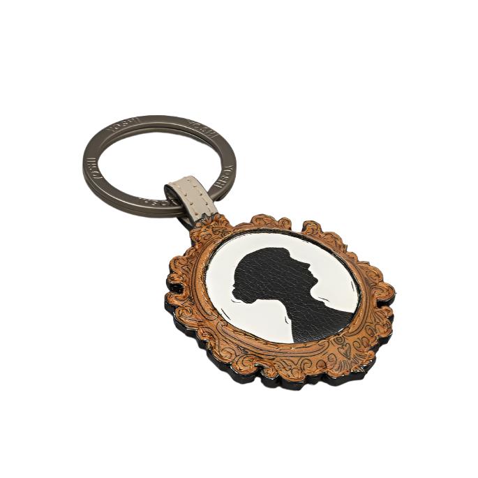 Leather Keyring - Jane Austen Silhouette - Warm Grey