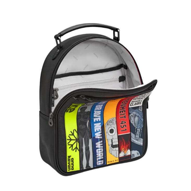 Leather Backpack - Bookworm Sci-Fi,  Black