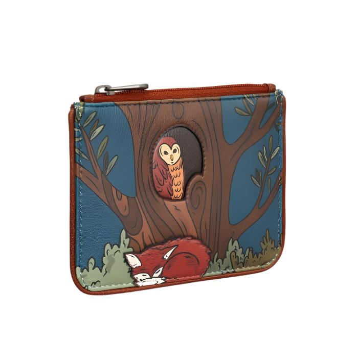 Zip Top Leather Purse - Woodland Friends
