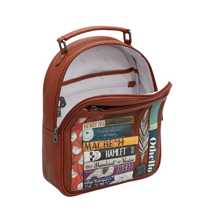 Leather Backpack - Bookworm Shakespeare, Brown