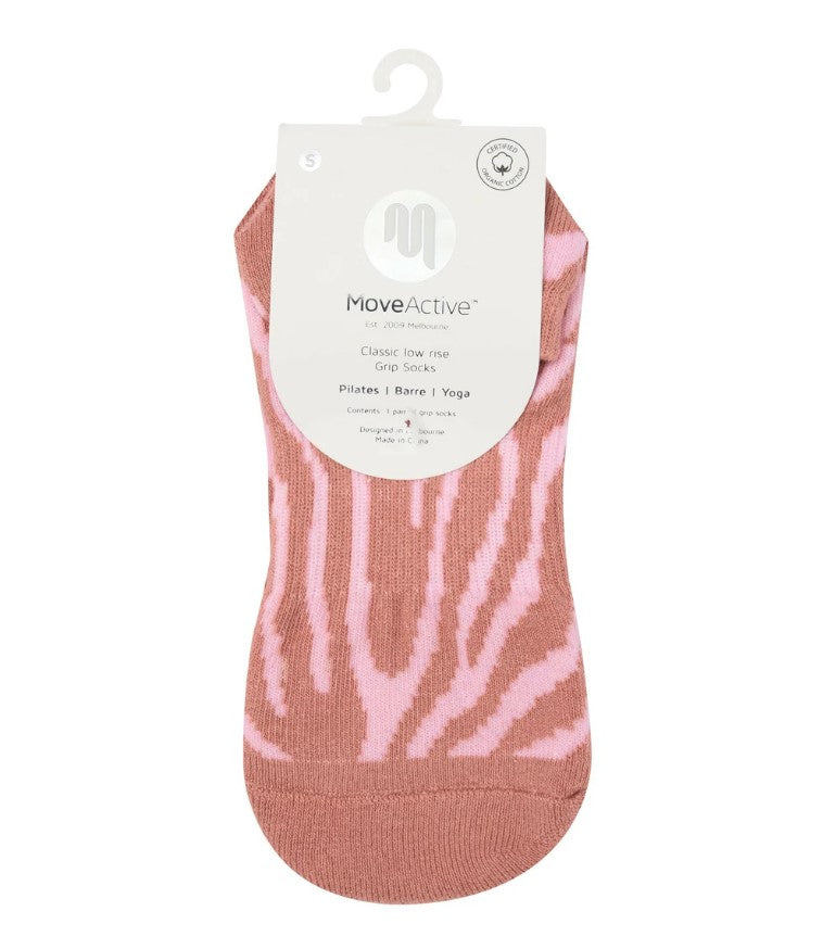 Classic Low Rise Grip Socks - Grapefruit Coral