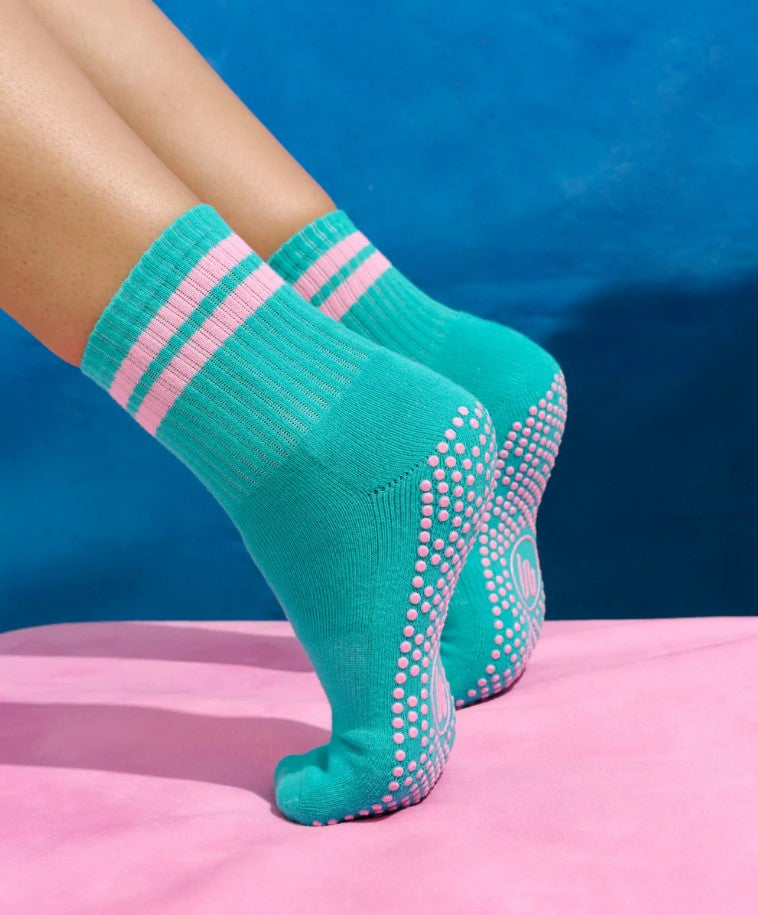 Crew Grip Socks - Tuscan Teal Stripe