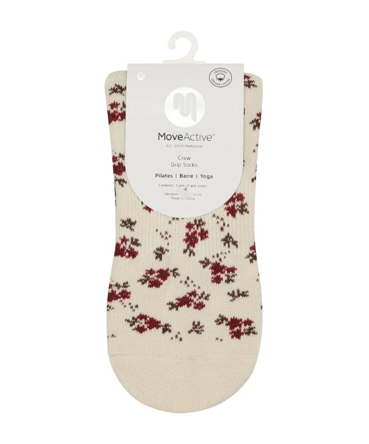 Quarter Crew Grip Socks - Ditsy Floral