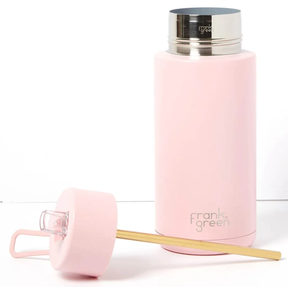 Ceramic Reusable Bottle With Straw Lid 1L - Blushed