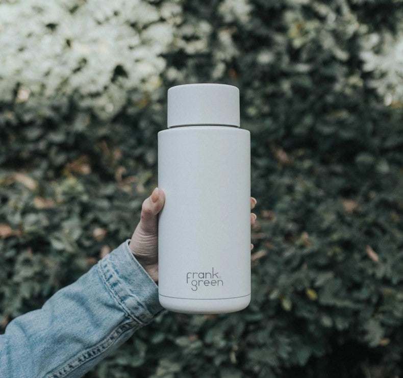 Ceramic Reusable Bottle With Straw Lid 1L - Harbour Mist