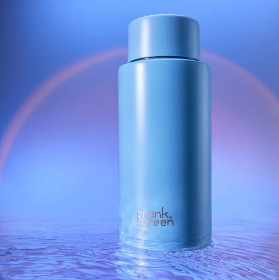 Ceramic Reusable Bottle With Straw Lid 1L - Sky Blue