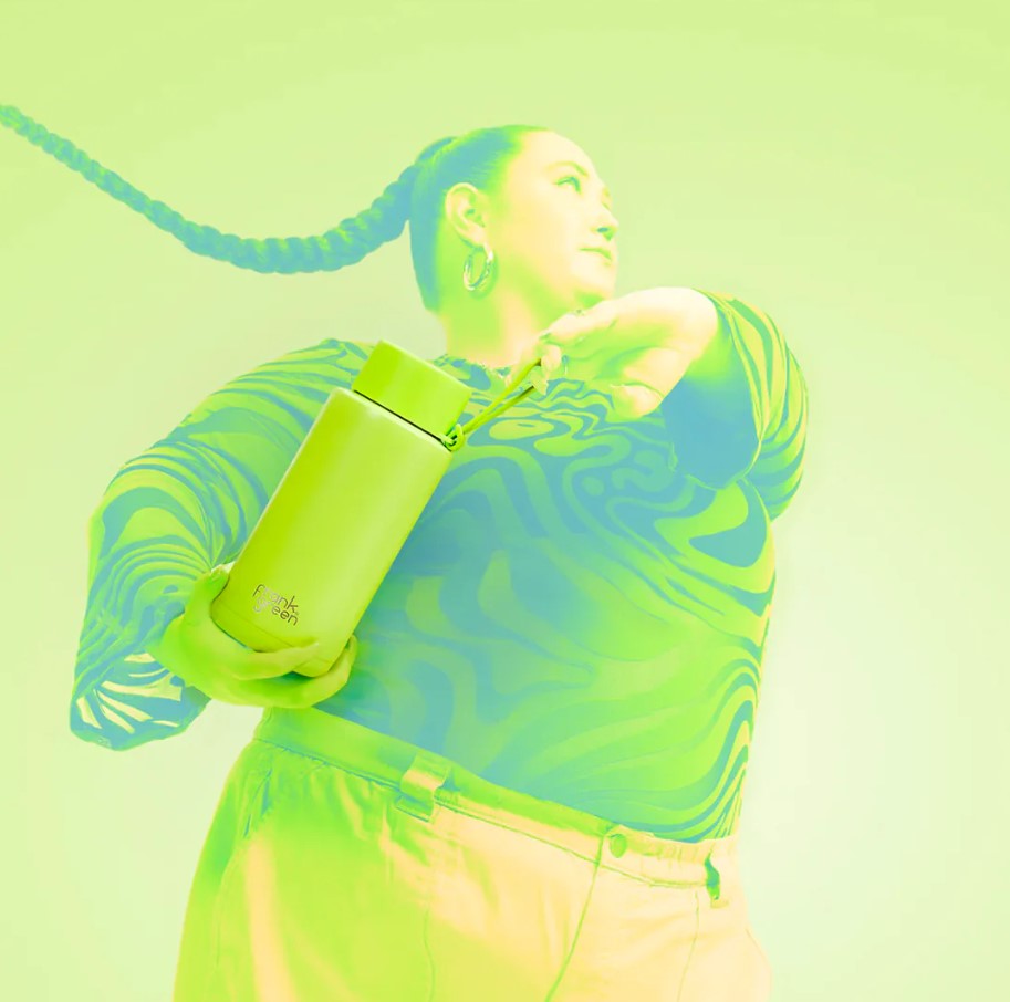 Ceramic Reusable Bottle With Straw Lid 1L - Pistachio Green
