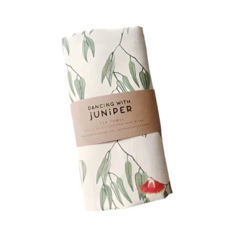 Dancing with Juniper Tea Towel - Gumnut Blossom