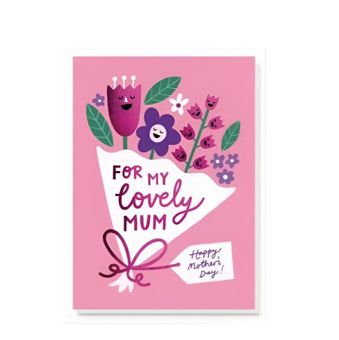 For My Lovely Mum Pink Posies Card