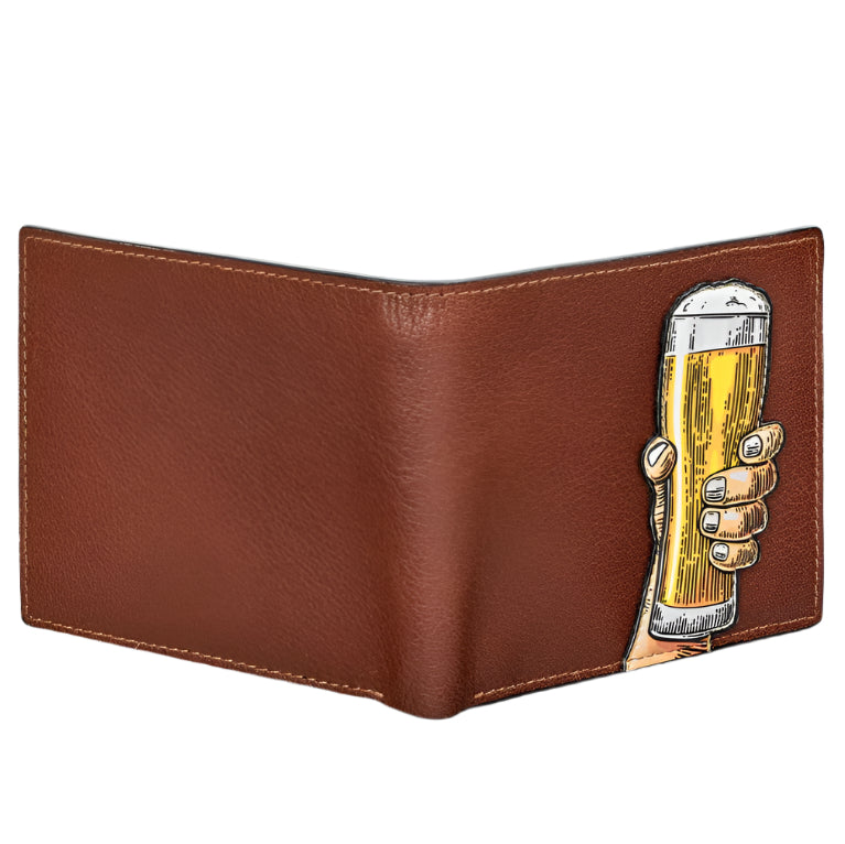 Two Fold Leather Wallet - Cheers, Brown