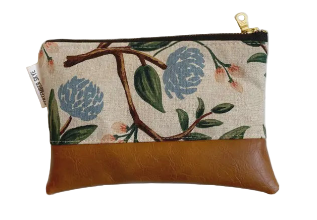 Cotton Coin Purse - Linen Rifle Paper Floral