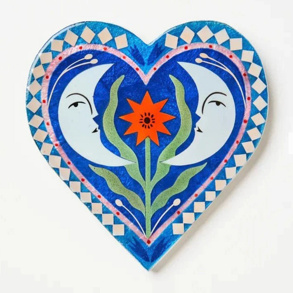 Capiz Shell Art Tile - Fable Moon Heart