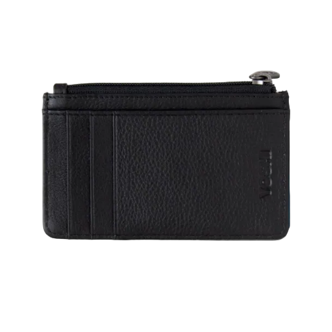 Card Holder With Zip - Stargazing Cats, Black