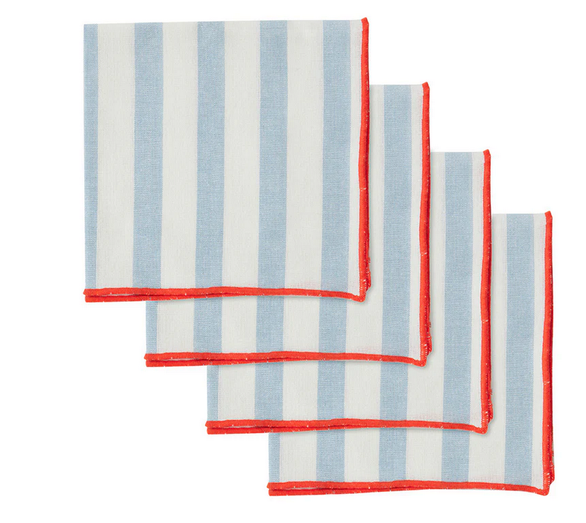 Luna Cotton Napkins Sky/Red - Set of 4