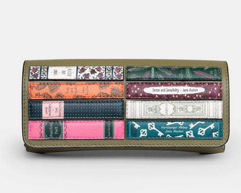 Leather Glasses Case - Jane Austen Bookworm - Olive