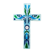 Capiz Shell Art Tile - Fable - Blue Sun Large Cross