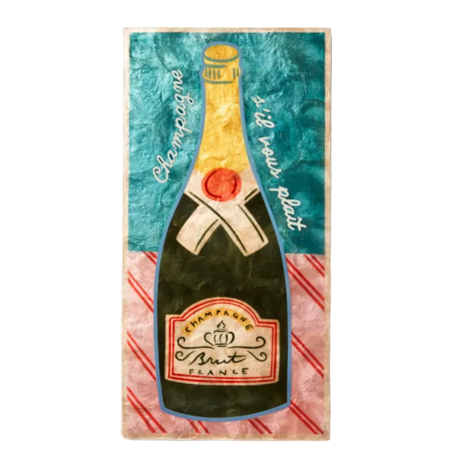 Capiz Shell Art Tile - Happy Hour - Champers