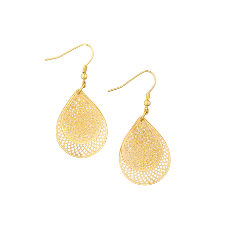 Tear Drop Web Earrings - Gold