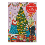 Puzzle Greeting Card - Meowy Christmas