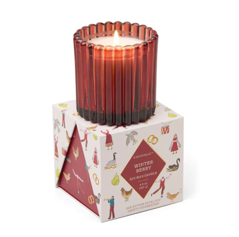 Red Tinted Glass Holiday Candle 4.5oz - Winter Berry