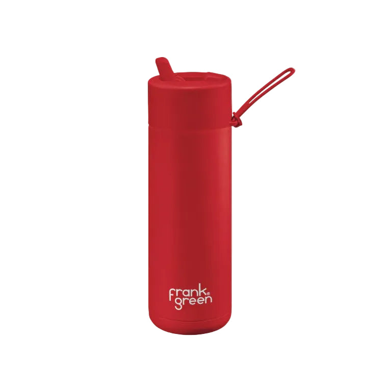 595mL Ceramic Bottle + Flip Straw Lid - Atomic Red