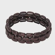 Tri Layer Bead Stretch Bracelet - Chocolate