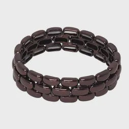 Tri Layer Bead Stretch Bracelet - Chocolate