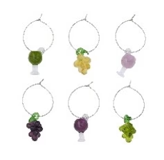 Vino Set of 6 Glass Wine Charms