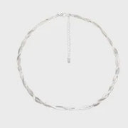Twist Herringbone Chain Necklace - Silver