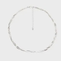 Twist Herringbone Chain Necklace - Silver