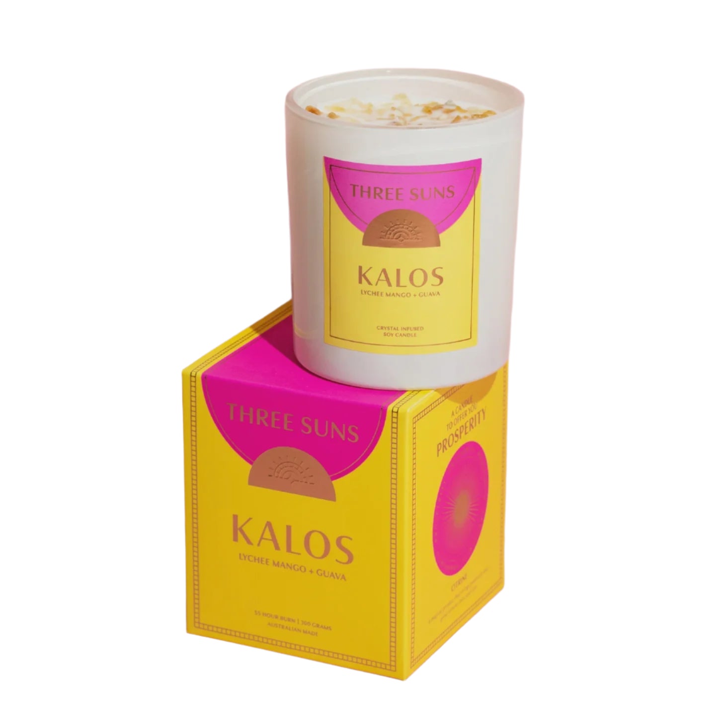 Crystal Infused Candle of Prosperity - Kalos - Lychee, Mango & Guava