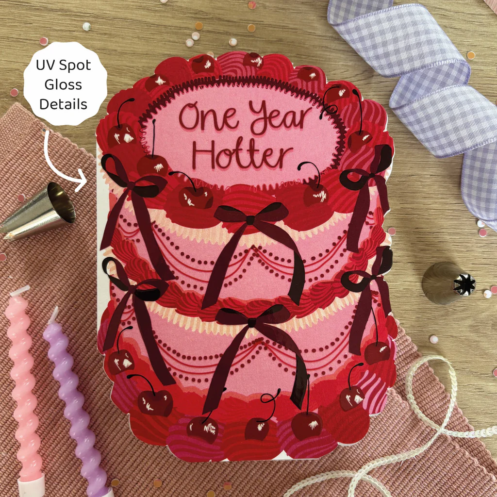 One Year Hotter Cake Foiled Card